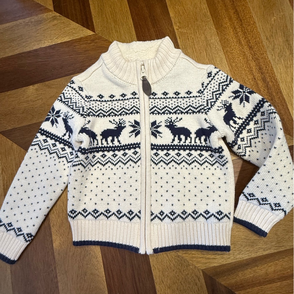 Gymboree Fairisle Cream Zip-Up Sweater